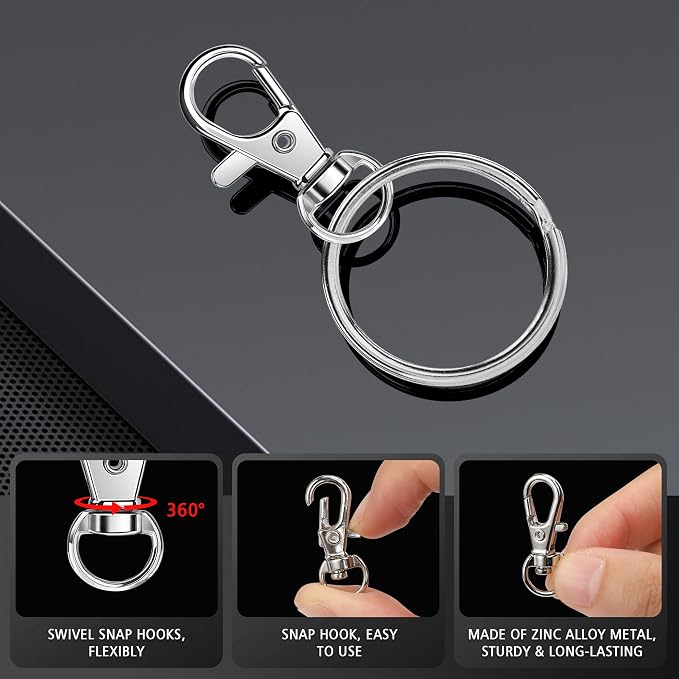 Bonison 94pcs Keychain Making Kit with Lobster Claw Clasps & Key Rings - Keychain Clip with Key Ring Craft Supplies for DIY Keychains, Jewelry & Lanyard Projects