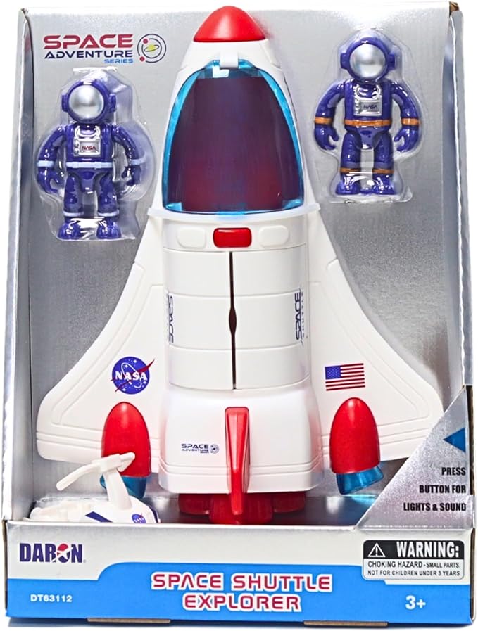 Space Adventure Space Shuttle Playset Light & Sound Shuttle with Hover Scooter & 2 Astronaut Figures, Plastic Space Toy & Collectible for Kids Ages 3+
