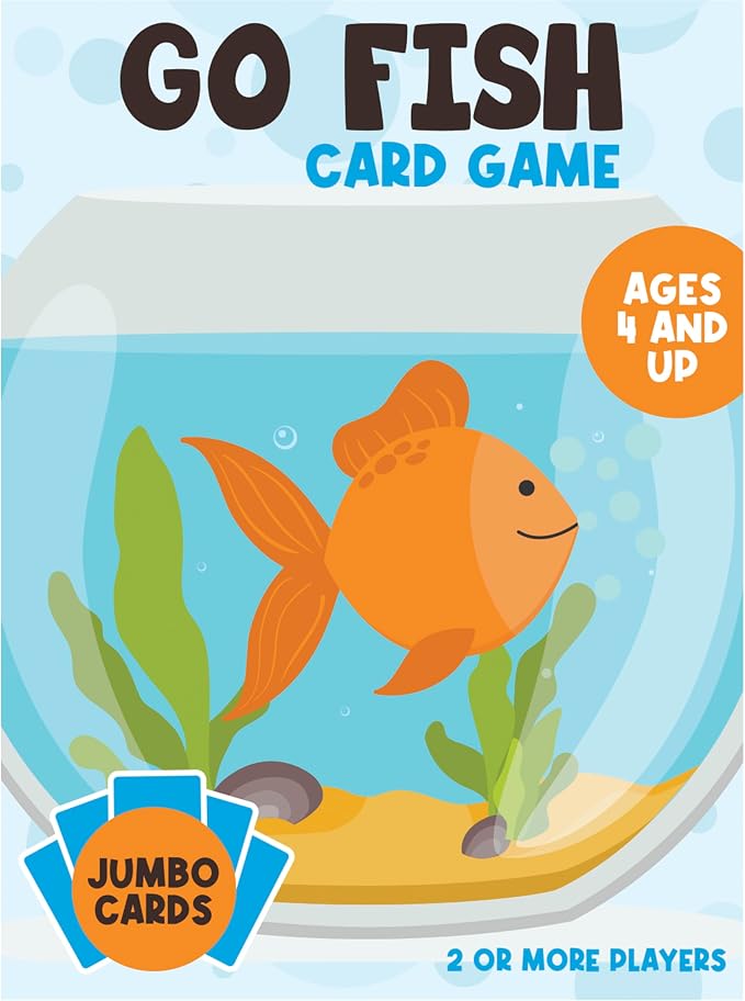 University Games Go Fish Card Game - Jumbo Size, Colorful Animal Cards for Kids Ages 4 and Up, Fun Family and Educational Game