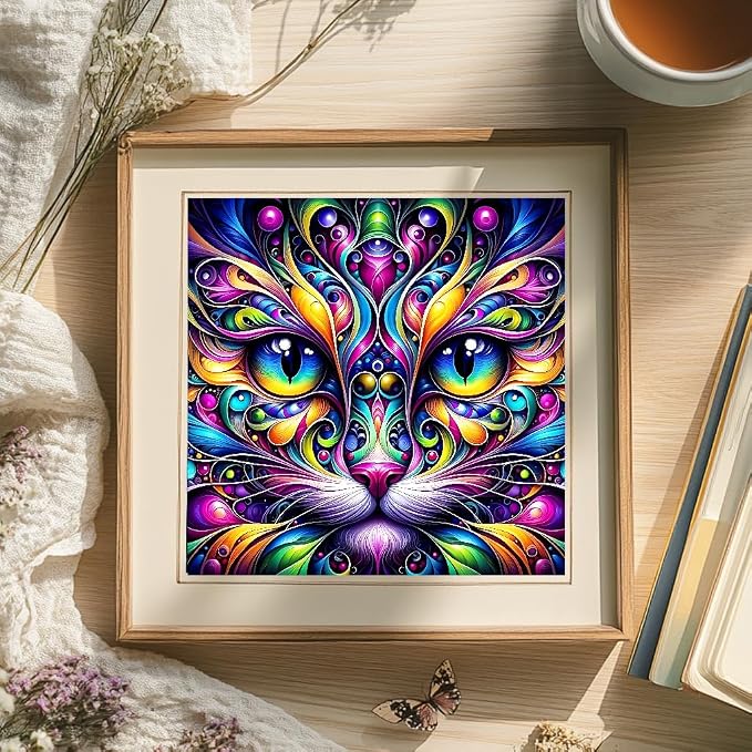 Paint by Numbers for Adults and Kids Beginner, Animal Cat Painting by Number Kits On Canvas, Number Artist Paint by Number Kit DIY Oil Painting Acrylic Paints, Home Wall Decor Gift 13.78X13.78 inch