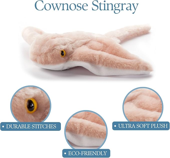 The Petting Zoo Cownose Ray Stuffed Animal Plushie, Gifts for Kids, Wild Onez Babiez Sealife Animals, Stingray Plush Toy, 12 inches