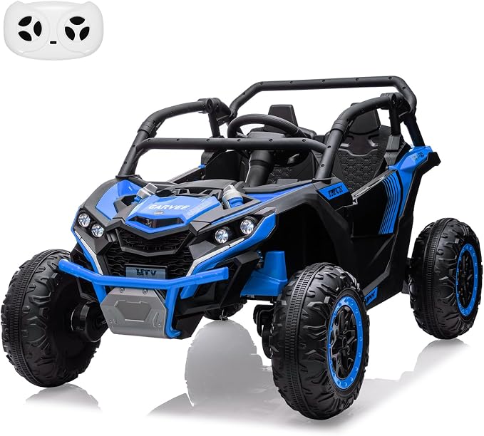 Garvee 24V 2-Seater Kids Ride on Car with Remote Control 4WD Electric Truck, Ride on Toy Off-Road UTV with 4-Wheel Shock Absorber, LED Lights, Music