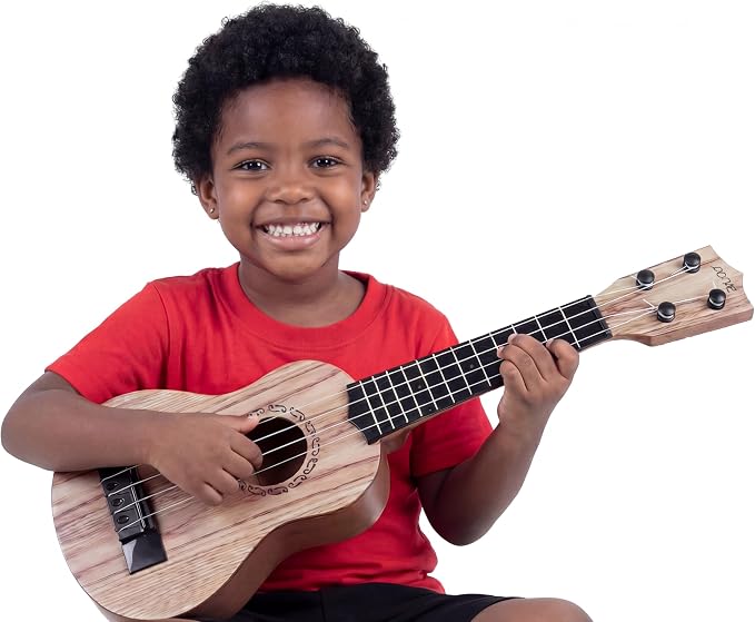 Raimy 17in Kids Ukulele Guitar - 4 Strings Mini Guitar Children Musical Instruments Educational Toys with Picks for Toddler Kids Boys Girls Beginner (Koa Color)