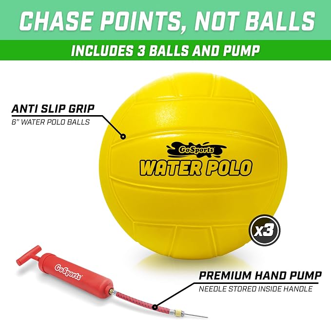 GoSports Floating Water Polo Game Set - Must-Have Summer Pool Game Includes Goal and 3 Balls