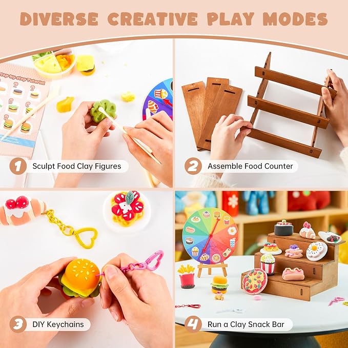 Shuttle Art Air Dry Clay for Kids - Food Store, 21 PCS Modeling Clay Kit with Sculpting Tools and Tutorials, Safe & Non-Sticky, Craft Gifts for Boys & Girls