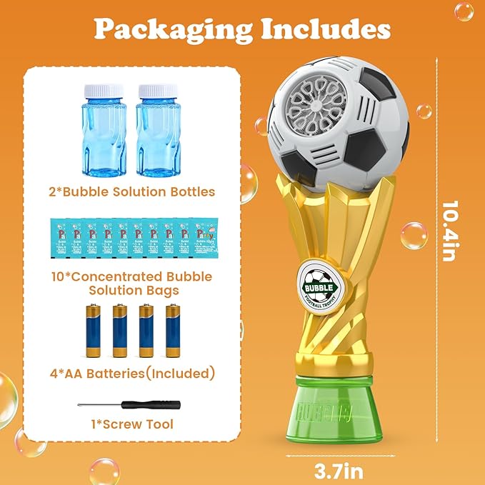Football Trophy Bubble Wand,Soccer World Cup Bubble Machine for Kids,Light Up Bubble Maker,Bubble Blower,Outdoor Party Birthday Bubbles Toy for Toddlers,Gift for Boys Age 3-8 Years Old.