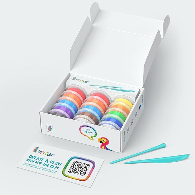Hey Clay 15 Cans Set - Colourful Modelling Kids Air-Dry Clay 15 Cans with Sculpting Tools and Fun Interactive Instructions for Children Age 3+ (Birds)