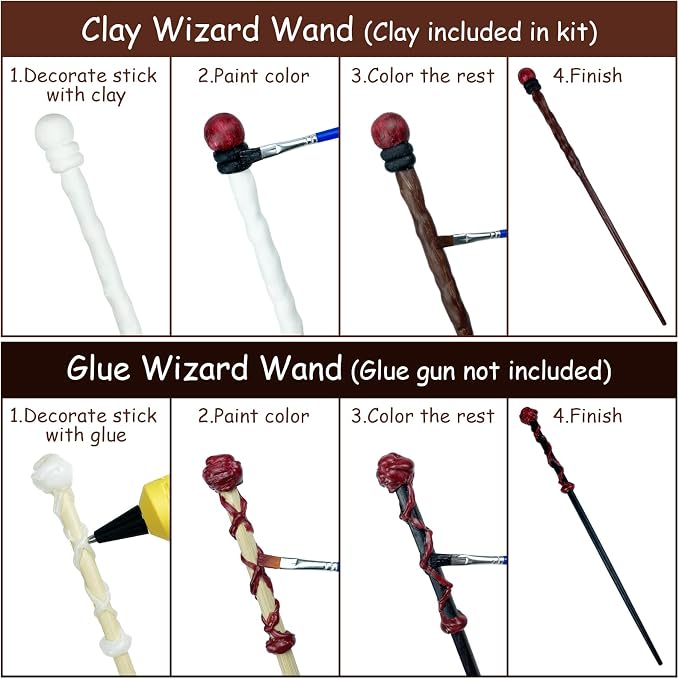 Maikoi Magic Wizard Wand Making Kit DIY Craft Set for Kids Adult Birthday Party Gift Make Your Own 16 Wands (45-Piece)