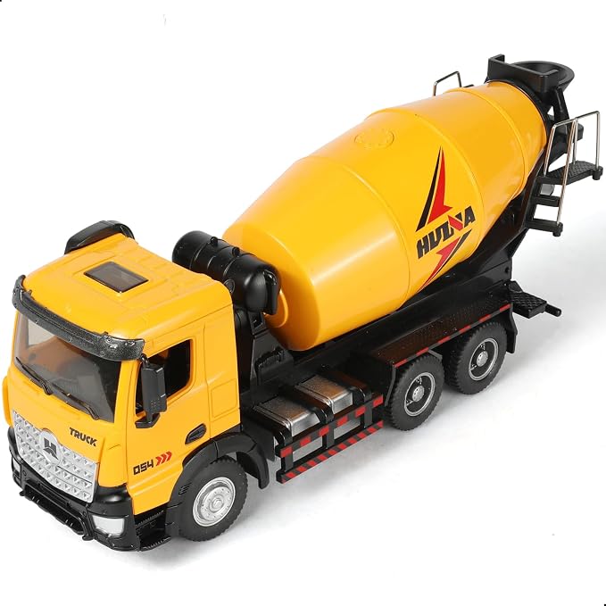 Concrete Mixer Truck, Metal 1:50 Scale Diecast Realistic Construction Trucks Toy with Rotating Drum for Boys Indoor, Outdoor, Sand and Snow Play