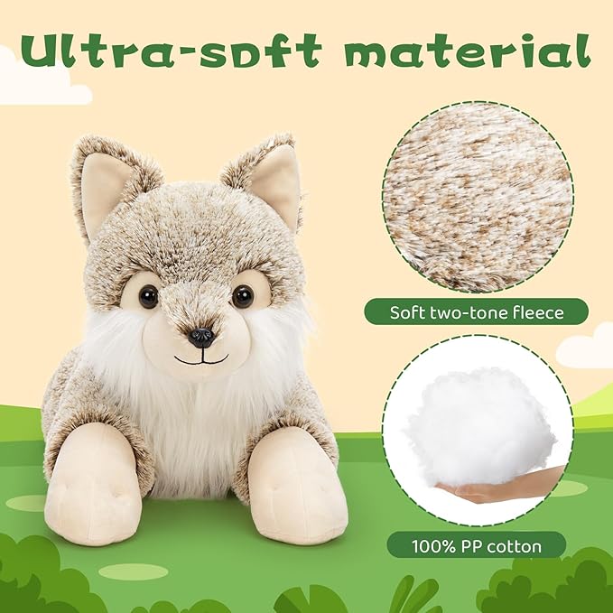BENINY 30 Inch Giant Wolf Stuffed Animal, Big Soft Wolf Plush Toy, Fluffy Stuffed Wolf Pillow Plushie for Kids, Boys, Girls, Birthday