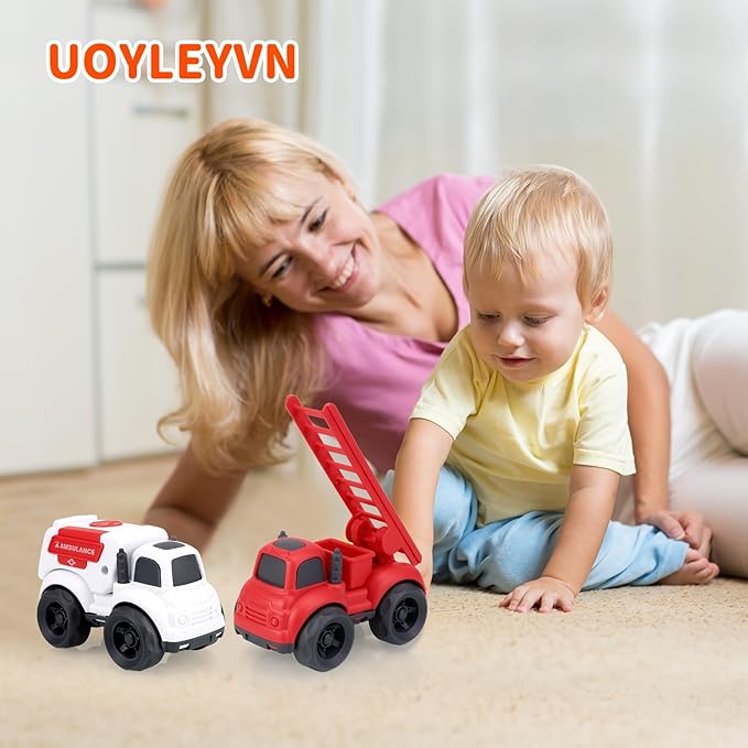 Toddler Toy Cars for 2 3 Year Old Boy, 3 in 1 Police Car Firetruck Toys and Ambulance for Toddlers, BPA Free, Phthalates Free, PVC, Outdoor Toys for Toddlers 2-4, Easter Birthday Gifts for Kids