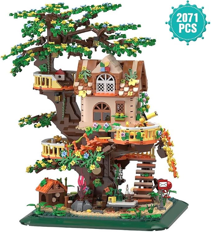 RAVAYO Forest Tree Building House Blocks Set with LED, Creative Toy for Adults Teen 14+, Mini Brick 2071pcs