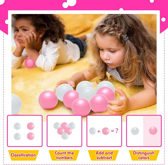 Vanland Ball Pit Balls for Baby and Toddler Phthalate Free BPA Free Crush Proof Plastic - Multicolored Pit Balls in Reusable Play Toys for Kids with Storage Bag