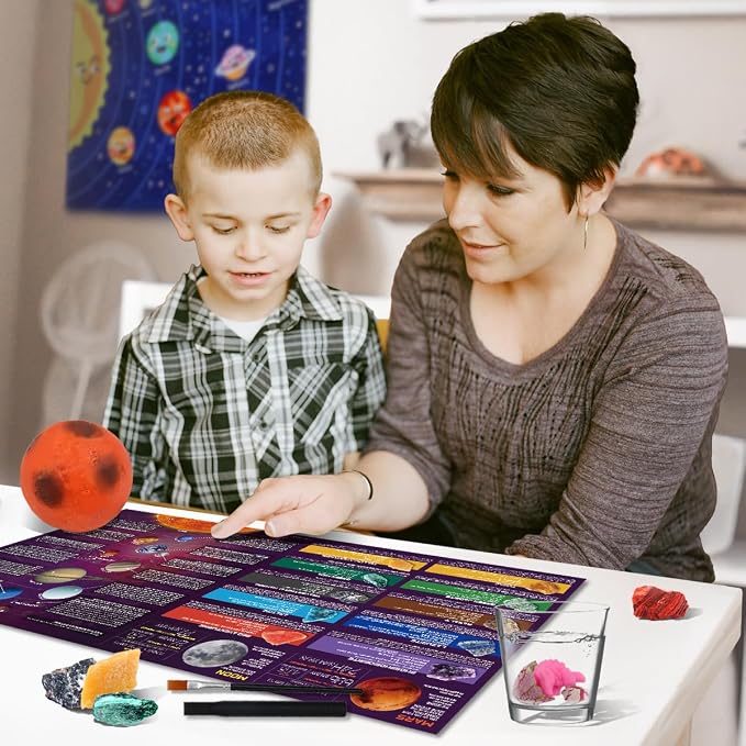 PIBEX Gemstone Dig Kit, Dig up 15 Rocks & Minerals from Earth Moon Mars, Solar System Planets Geology Science Set, Space Rock Mining Toys for Kids, STEM Gift for Boys & Girls Age 6-8-12