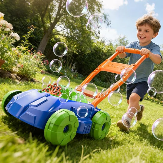 Bubble Lawn Mower for Toddlers 1-3, Automatic Bubble Blowing Machine Pretend Summer Gardening Play Bubble Toys for Age 1 2 3 Year Old Boys Girls Indoor Outdoor Use,Green