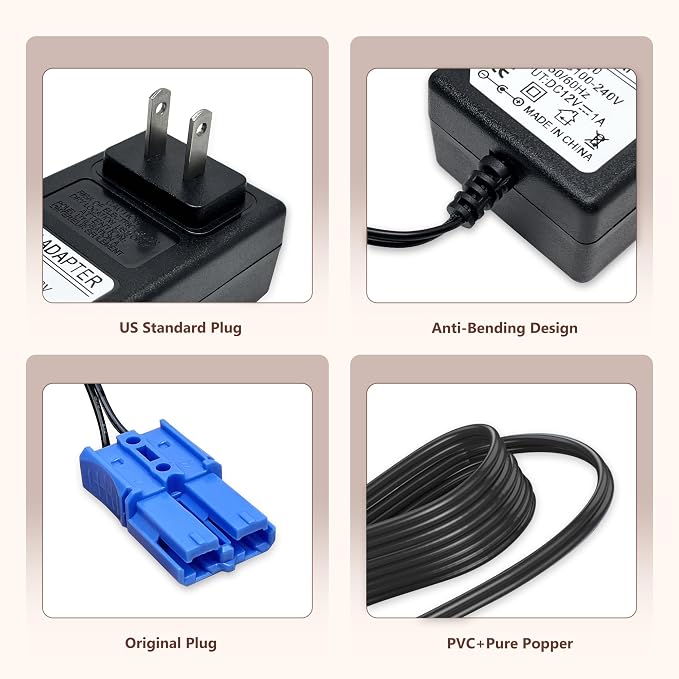 12V Battery Charger with Blue Plug for Kid Trax Ride-On Toys Compatible with Scout Pony Disney Cars Dodge Ram Mickey Minnie Rideamales Scout Pony Josie Unicorn