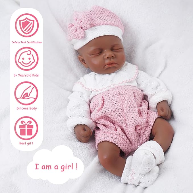 Girl 12 Inch, Silicone Reborn Baby Dolls, Realistic Baby Doll, Not Vinyl, Posable Newborn, Reborn Baby Dolls Silicone Full Body