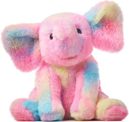 Hopearl Adorable Plush Calf Elephant Toy Floppy Elephish Ultra Soft Haggable Stuffed Animal Holiday Birthday Gift for Boys Girls Kids Toddlers, Rainbow, 9''