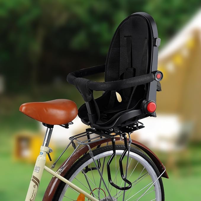 Rear Child Bike Seat, Width Adjustable Toddler & Baby Bike Seat for Adult Bike, Bike Chair for Bicycle, Kids Seat Fits Children 2~6 Years, Supports Up to 55 lbs