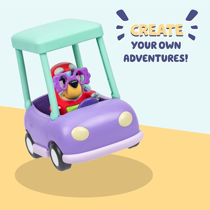 Bluey Basic Granny Toddler Toy Car, 3” Articulated Janet Kids Toy, Immersive Car Toys for Toddlers of Ages 3+