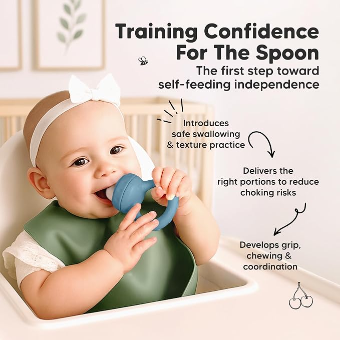 KeaBabies Baby Fruit Feeder 2pk - Silicone Baby Food Feeder for Babies 6-12 Months, Breast Milk Popsicle Teether, Weaning, Pacifier, Freeze Frozen Solid Food, Infant Feeding Essential (Sunset)