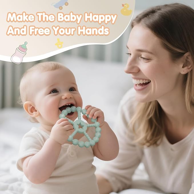 Baby Teething Toys 3-12 Months - Loviomad 3 Pack Ring Teether Baby Toys, Newborn Infant Essentials, Food Grade Silicone Teething Toys for Babies 6-12 Months, Shower Gifts Teething Relief (Girl/Boy)