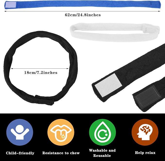 Hicarer 8 Pieces Chew Necklaces for Sensory Kids, Soft and Absorbent Terry Cloth Teething Chewy Necklace Absorbent Alternative to Chewing Clothing for Boys and Girls (Multi Colors)