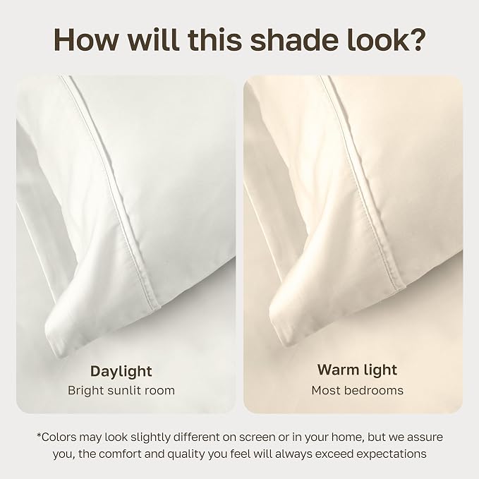 California Design Den Pack of 2 Queen Sheet Set - 400 Thread Count 100% Cotton Sateen - Soft and Breathable Sheets, 2 Sets of Deep Pocket Bed Sheets - Ivory (Pale Tone)