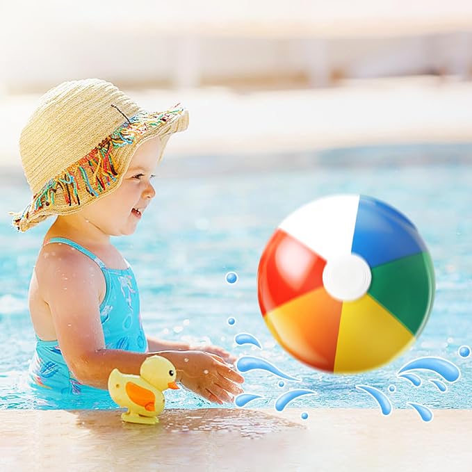 Beach Ball 12 Pack - 12'' Inflatable Beach Balls for Kids Bulk, Swimming Pool Toys Beach Toys for Summer Water Games, Hawaiian Tropical Theme Party Decorations Favors Supplies