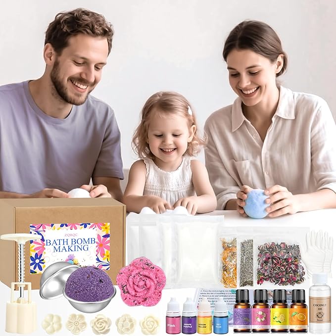 Bath Bomb Making Kit- DIY Bath Bomb Kit for Kids Adults, Make Your Own Spa Set, Shower Craft Kits with Bath Bomb Molds, Soap Making Kits, Bath Bomb Making Supplies Gifts for Girls Women