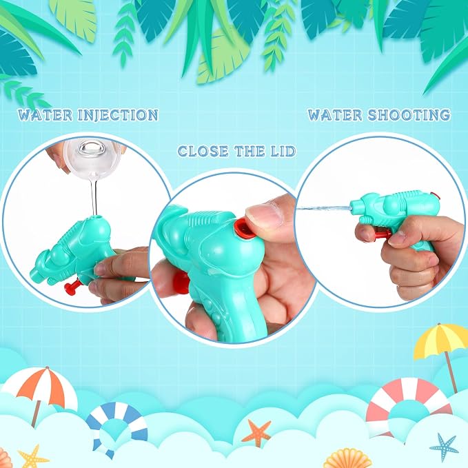Threan 100 Pack Water Gun for Kids Mini Water Gun Toy Colors Plastic Squirt Pistol Small Fun for Adults Teens Summer Pool Beach Party Favor Outdoor Game Bath Birthday(Cute)
