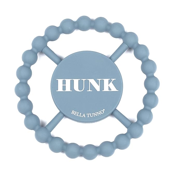 Bella Tunno Happy Teether for Boy - Soft & Easy Grip Teething Ring Perfect for Babies and Teething Toys to Help Soothe Gums, Non-Toxic, BPA Free Silicone Teether, Hunk in Blue
