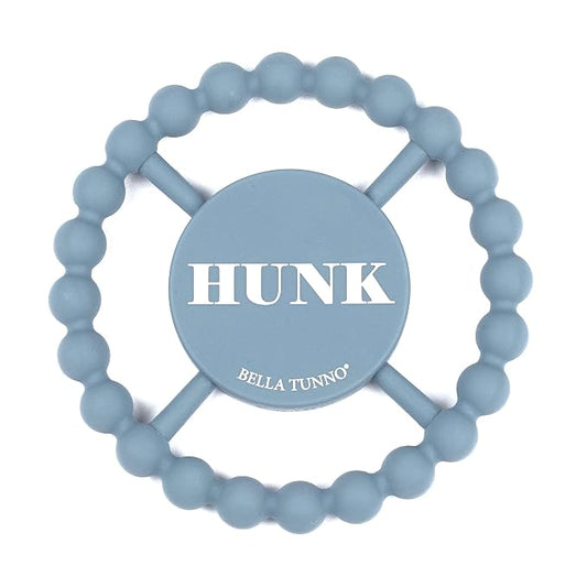 Bella Tunno Happy Teether for Boy - Soft & Easy Grip Teething Ring Perfect for Babies and Teething Toys to Help Soothe Gums, Non-Toxic, BPA Free Silicone Teether, Hunk in Blue