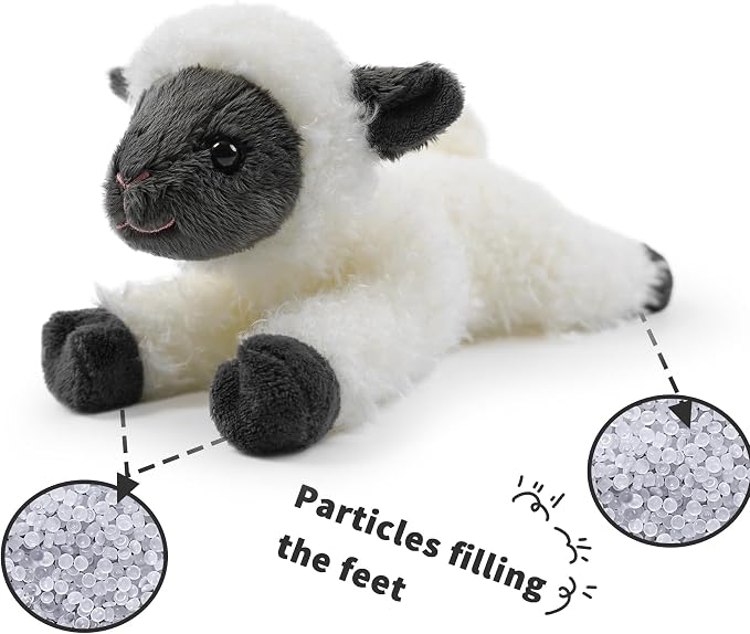 Sheep Stuffed Animal for Kids,8 inch Realistic Animal Plush Sheep Toy Lying Down Posture Animals,Plush Lamb for Boys Girls Adult Birthday Hug Teaching(S-Black Sheep)