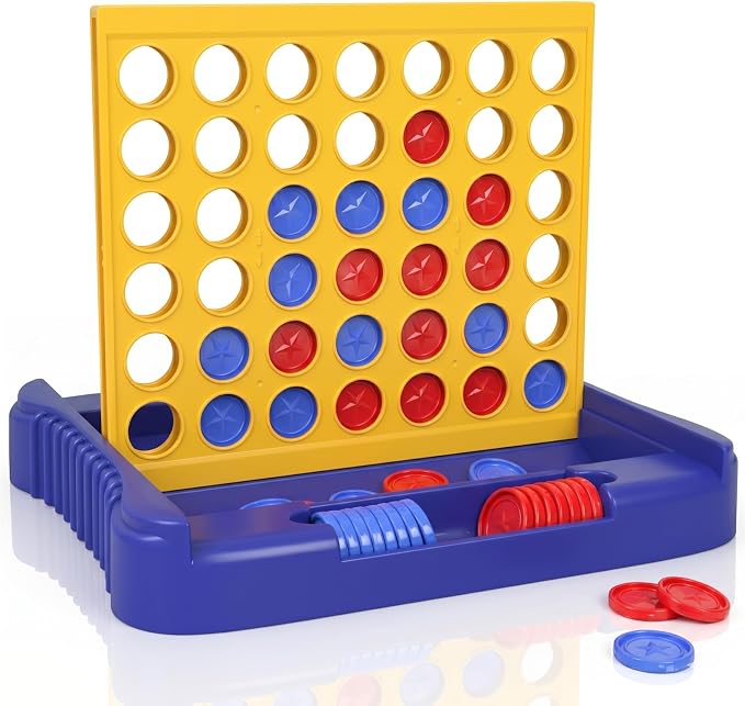 Pup Go 4 in a Row Game Large, Board Game for Kids, Four in a Line, Line Up 4, Classic Family Fun Games for 3 4 5 6 7 8 9+ Year Old Children Boys Girls Adults Yellow (6 Spare Discs Included)
