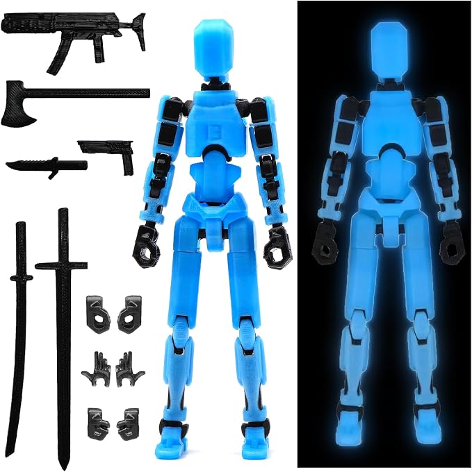 FoxVilla Assembly Completed T13 Action Figure, Titan 13 3D Printed Action Figure, Lucky 13 Assembled Dummy 13 Glow in The Dark