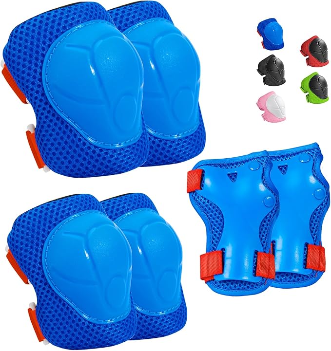 Wemfg Kids Protective Gear Set Knee Pads for Kids 3-14 Years Toddler Knee and Elbow Pads with Wrist Guards 3 in 1 for Skating Cycling Bike Rollerblading Scooter