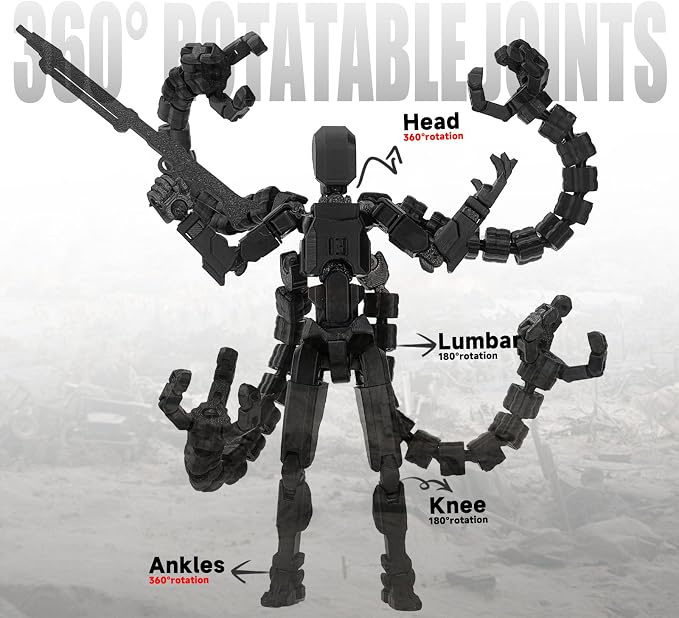 Assembly Completed T13 7.2inch Action Figure 3D Printed Multi-Jointed Movable T13 Nova 13 Robot 13 Action Figure Desktop Decorations for Game Lovers