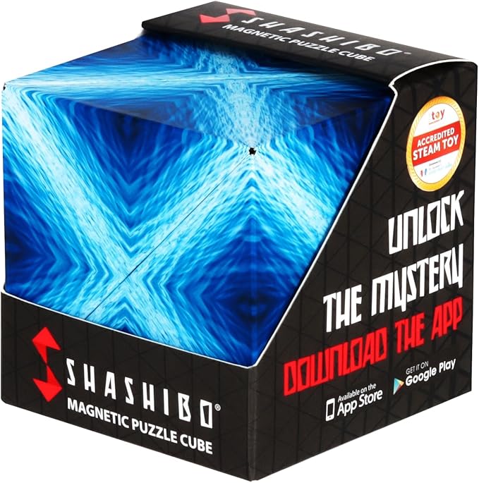 Shashibo Sensory Fidget Toy for Adults & Kids, Stress Relief Fidget Toy for Adults, Teens & Kids, Cool Fidget Toys for Desk, Classroom Must Have, Sensory Shape Shifting Cube, 100+ Possible Shapes
