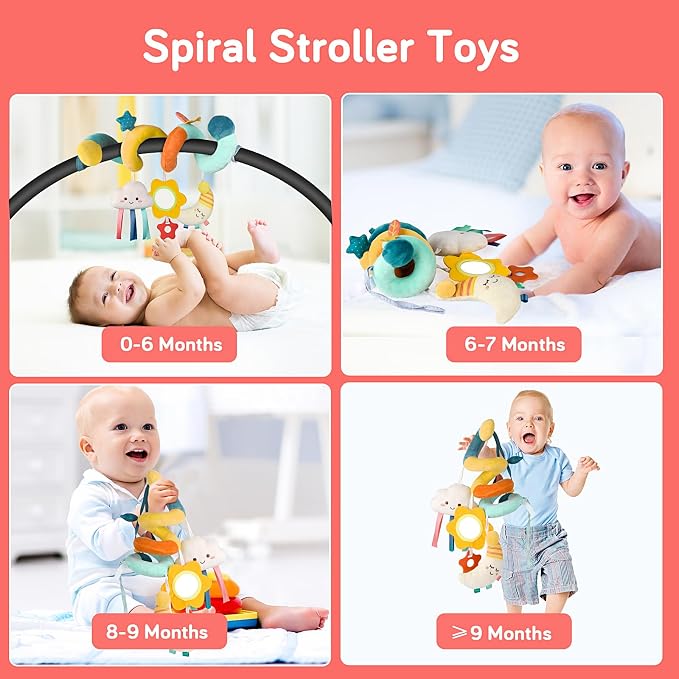 MONSTIME Car Seat Toys for Babies 0-6 Months Boys Girls Stroller Toys, Newborn Toys 0 3 Months Brain Development, Baby Toy Infant Toy for Carseat Stroller Crib Baby Gym for 0 3 6 9 12 Months
