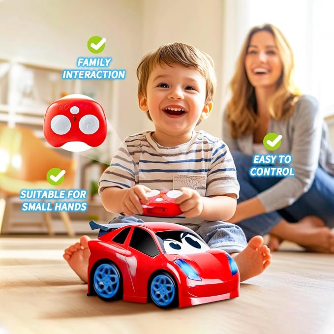 AEROQUEST Remote Control Car, RC Car Toy with Lights and Sounds for Boys, Girls and Toddlers Ages 1-3 2-4 4-7 & 3 Years Old