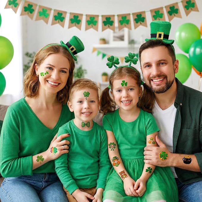 JCFIRE St Patricks Day Tattoos for Kids, Shamrock Stickers Temporary Tattoos for Children, Saint Patricks Day Accessories Party Favors, Lucky Irish Decor Gifts, St Paddy Decorations Supplies