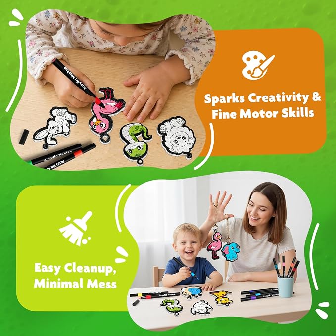 CZTCDP 3D Art Kit, 15 Pcs Magic Foam Texture Painting Animals Craft Kit, Mess-Free DIY Coloring Activity for Kids, Screen-Free Birthday Christmas Gift for Boys Girls Ages 3 4 5 6 7 8 9 10