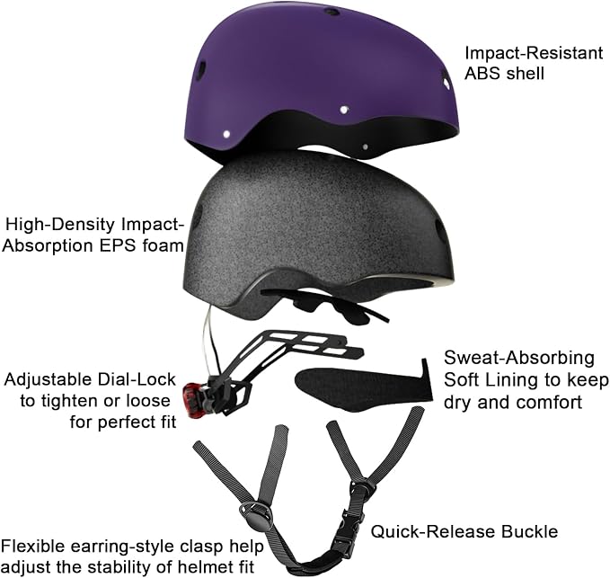 Kids Bike Helmet with LED Light,Lightweight Adjustable Childs Helmet for boy & Girl Ages 5-8-14,Multi-Sport Safety Helmet for Skateboard Cycling Scooter