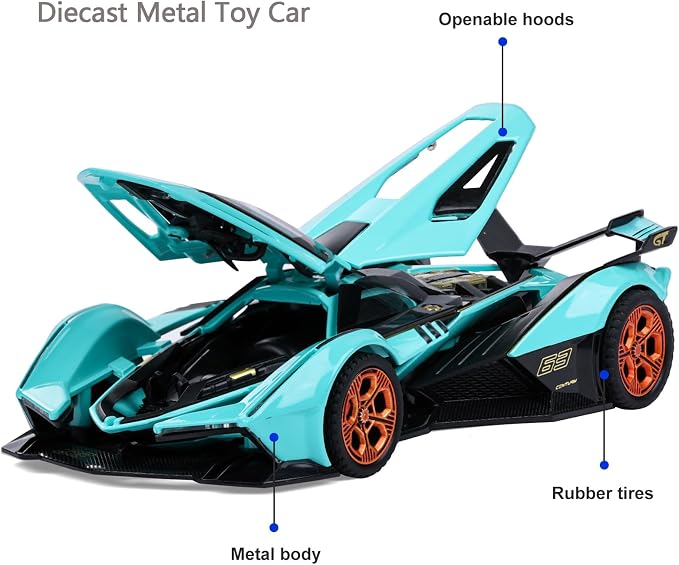 Toy Cars Sports Car Toy with Light and Sound Diecast Metal Model Cars for 3+ Year Old Boys Pull Back Race Car Gift Toys for Kids Ages 3+ (Blue)