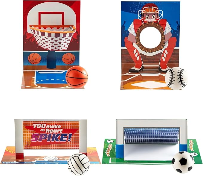 JOYIN 28 PCS Valentine’s Day Cards with Soccer Football Volleyball Basketball for Kids Valentine's Classroom Exchange, Valentine's Party Favors, Valentine’s Day Games Toys, Sports Game Cards