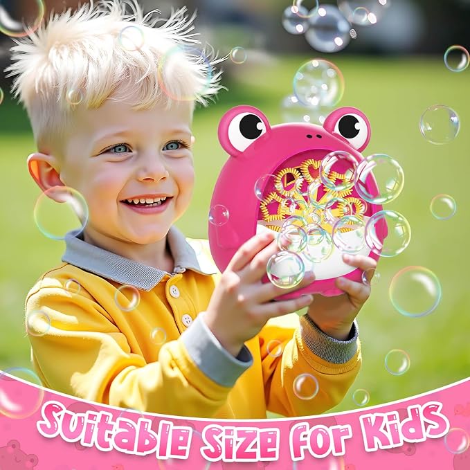 Frog Bubble Machine Toys for Kids 3-8 Years Old: Bubble Blower Maker with 2 Solutions, Outdoor Party Toy, Birthday Gift for 3 4 5 6 7 8 Year Old Girls Boys, Red