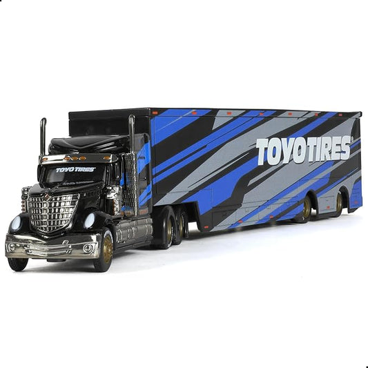 Alloy Metal Diecast Tow Traktor Toy 1:64 Scale International Lonestar Heavy Truck Model Semi Trailer Head Toy Gift Classic Truck Model Collection for Kid Boy Men Adult (Black)