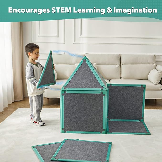 Umoving 20-Piece Magnetic Fort Building Kit for Kids – Giant Modular Playhouse Panels, STEM Construction Toy for Creative Indoor Play, Ages 3+