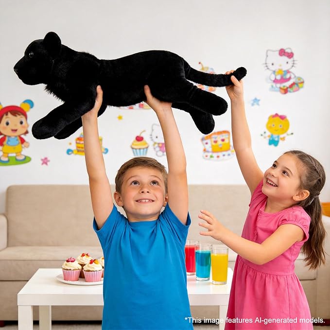 Black Panther Stuffed Animal 23.6" Jaguar Stuffed Animal Cute Black Panther Plush Realistic Jungle Stuffed Panther Toy Pillow Soft Plush Toy Birthday Graduation Gifts for Kids Boys